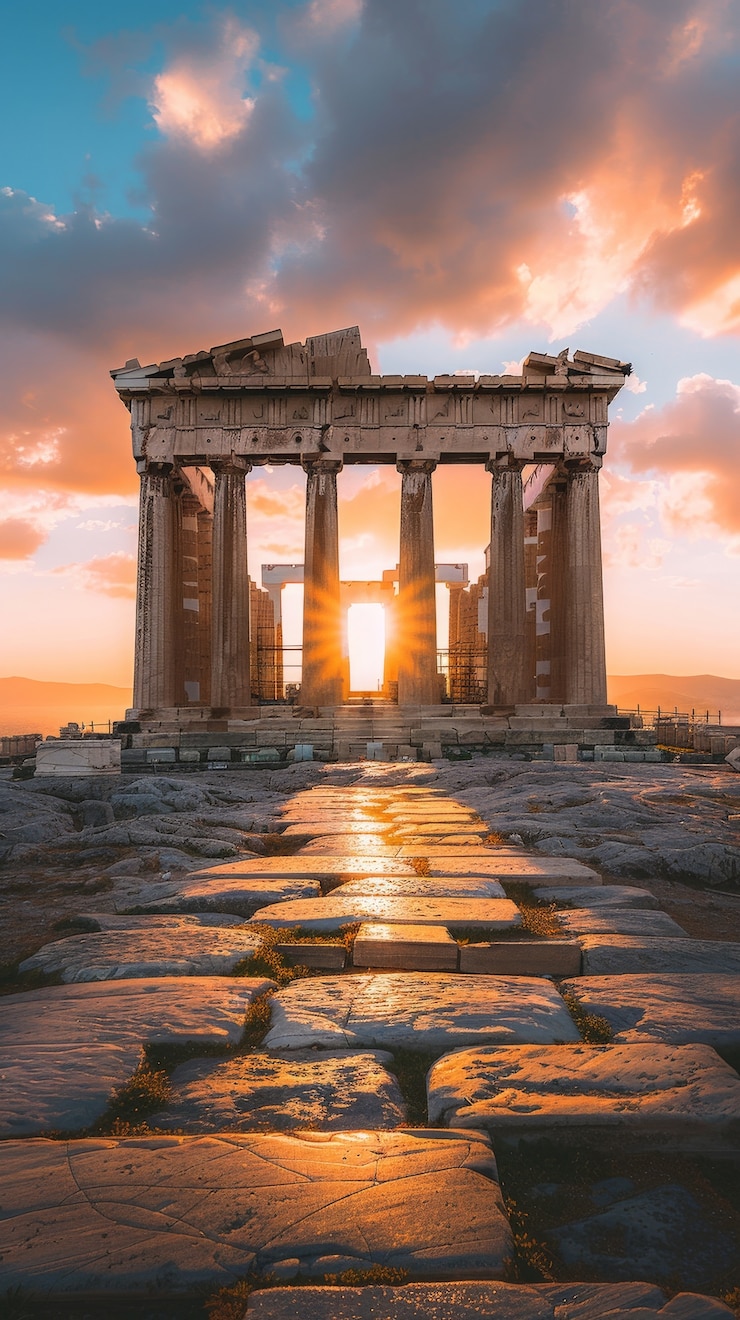 Foto gratuito l'architettura dei templi dell'antica civiltà greca