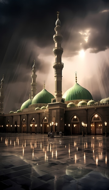 L'architettura dell'edificio della moschea con il tempo terribile