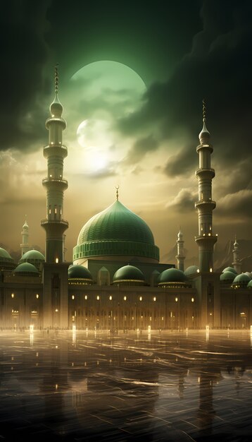 L'architettura dell'edificio della moschea con il tempo terribile