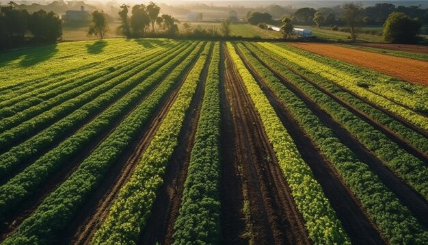 L'azienda agricola biologica raccoglie frutta e verdura fresca generata dall'IA