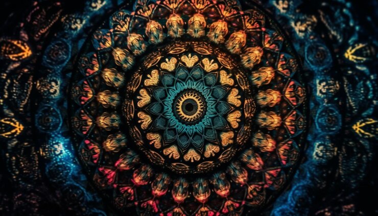 Foto gratuito l'elegante vetrata simboleggia il cristianesimo e la spiritualità generata dall'intelligenza artificiale
