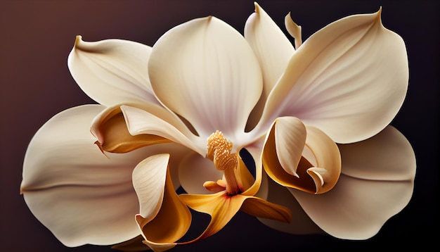 L'eleganza della natura vista in un'orchidea gialla generata dall'intelligenza artificiale