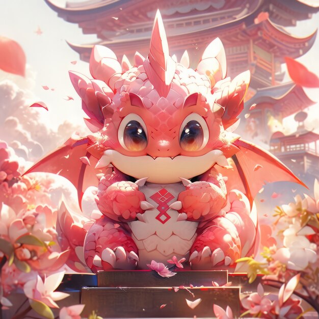 L'illustrazione di un adorabile bambino anime del drago