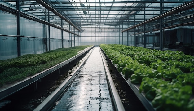L'industria futuristica delle serre coltiva verdure biologiche all'interno dell'acciaio generato dall'intelligenza artificiale