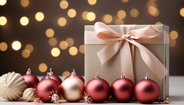 L'ornamento di Natale splendente d'oro è un regalo di festa generato dall'intelligenza artificiale