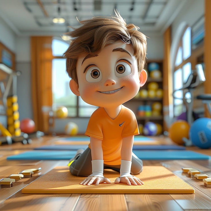 Foto gratuito l'uomo del fitness dei cartoni animati 3d