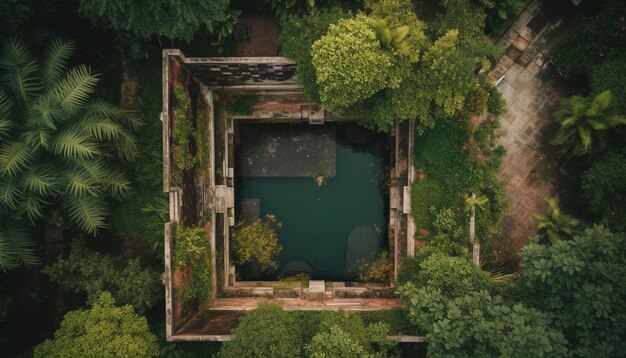 La bellezza della natura in rovina del vecchio cottage abbandonato rimane generata dall'intelligenza artificiale