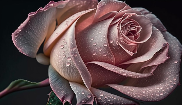 La bellezza mostrata nell'intelligenza artificiale generativa della rugiada di fiori freschi