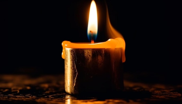 La candela incandescente illumina la scena tranquilla della spiritualità generata dall'IA