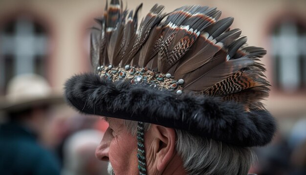 La cultura indigena festeggia con una colorata parata all'aperto generata dall'intelligenza artificiale