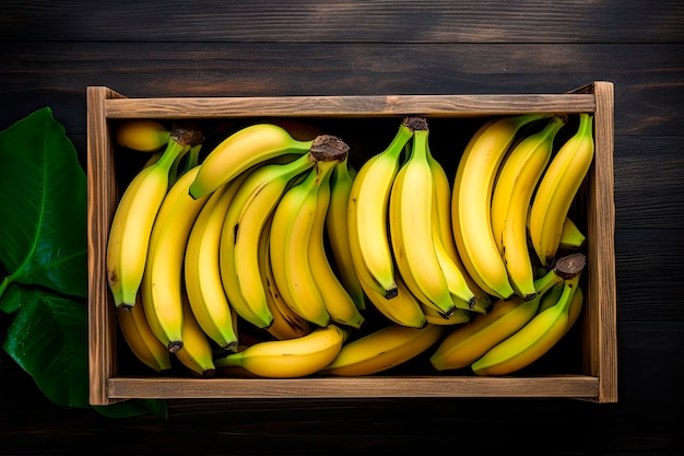 La disposizione delle banane crude vista dall'alto