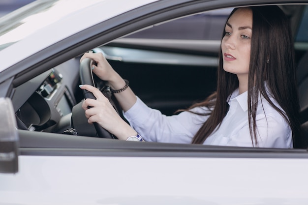 La donna alla guida di un&#39;auto