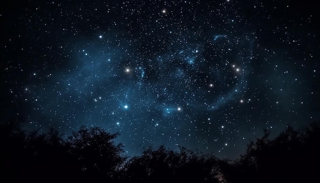 La galassia della Via Lattea illumina il cielo notturno nello spazio profondo generato dall'intelligenza artificiale