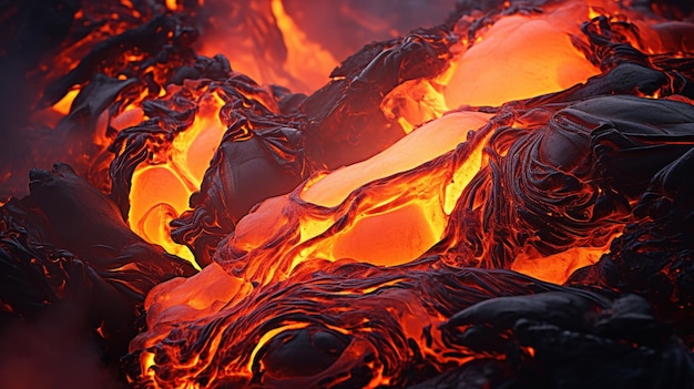 La lava erutta da un vulcano