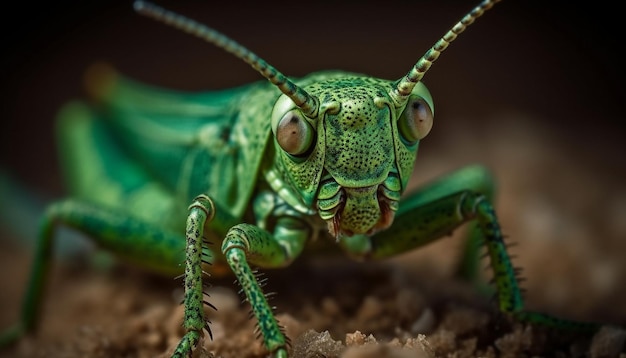 La lucertola cornuta affilata fissa l'ambiente della foresta tropicale generato dall'IA