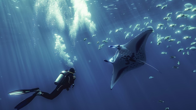 La manta reale nell'acqua di mare