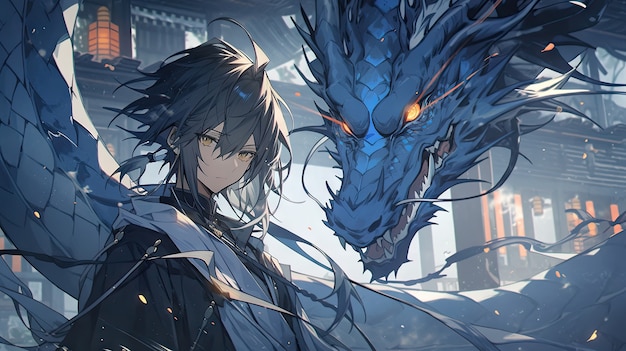 La mitica bestia drago in stile anime