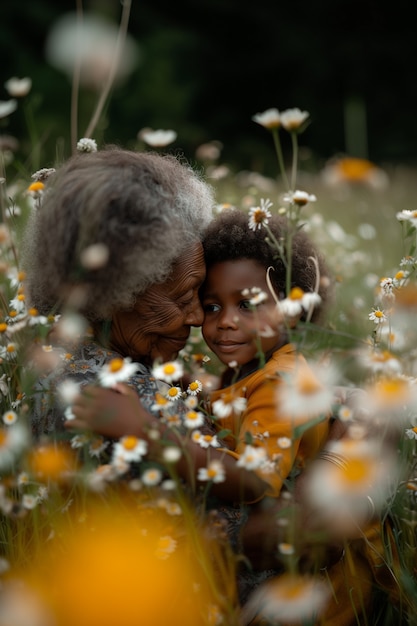 La nonna mostra affetto verso il nipote per la giornata dei nonni