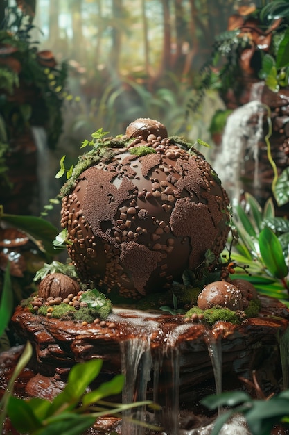 La palla del mondo fantastico al cioccolato