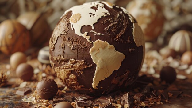 La palla del mondo fantastico al cioccolato