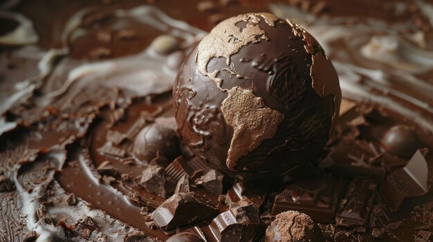 La palla del mondo fantastico al cioccolato