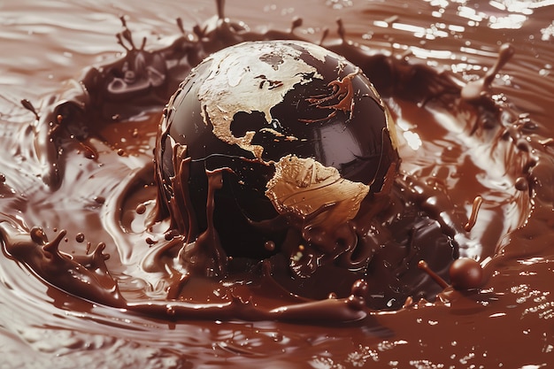 La palla del mondo fantastico al cioccolato