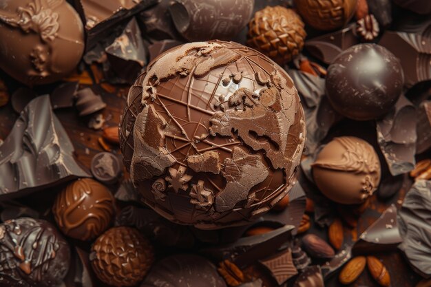 La palla del mondo fantastico al cioccolato