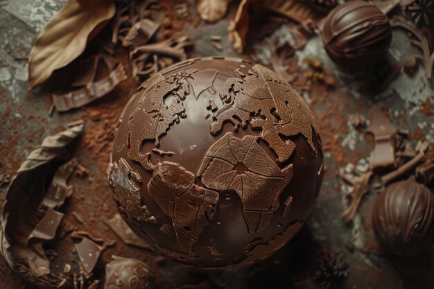 La palla del mondo fantastico al cioccolato