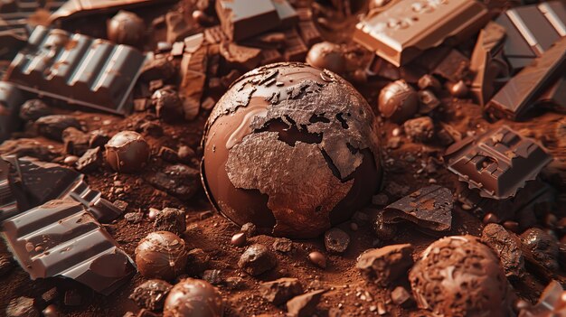 La palla del mondo fantastico al cioccolato