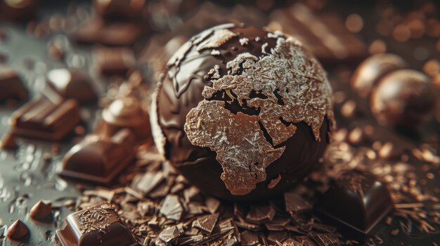 La palla del mondo fantastico al cioccolato