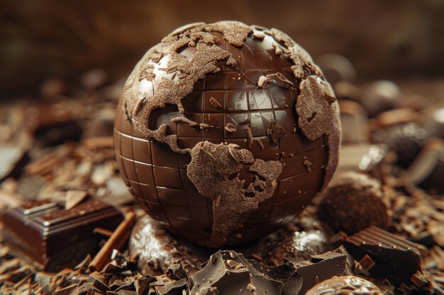 La palla del mondo fantastico al cioccolato