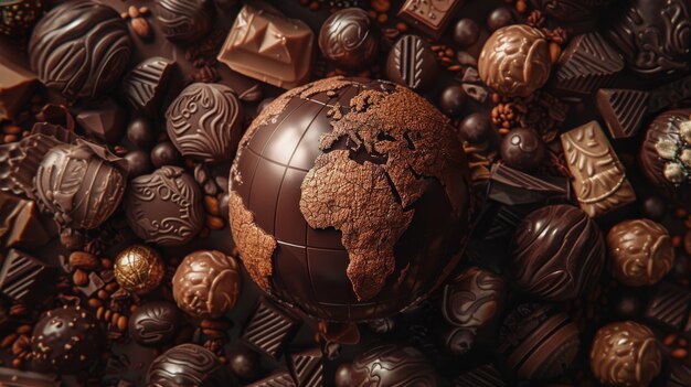 La palla del mondo fantastico al cioccolato