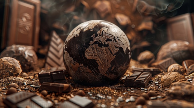 La palla del mondo fantastico al cioccolato