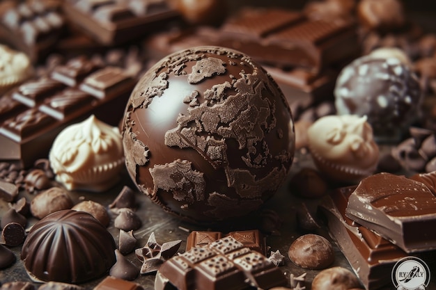 La palla del mondo fantastico al cioccolato