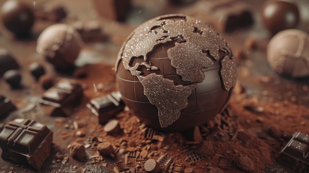 La palla del mondo fantastico al cioccolato