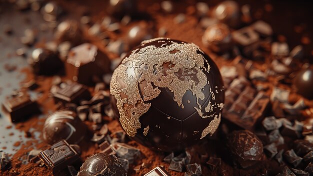 La palla del mondo fantastico al cioccolato