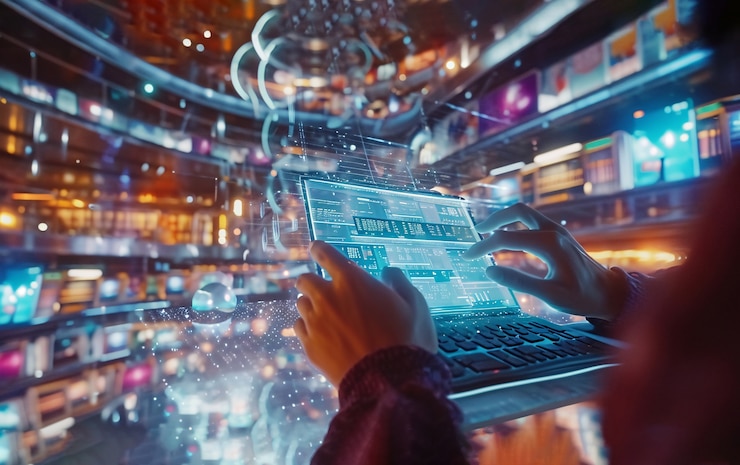 Foto gratuito la prospettiva futuristica dello stile di vita dei nomadi digitali.