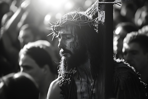 La scena del buon venerdì con Gesù Cristo.