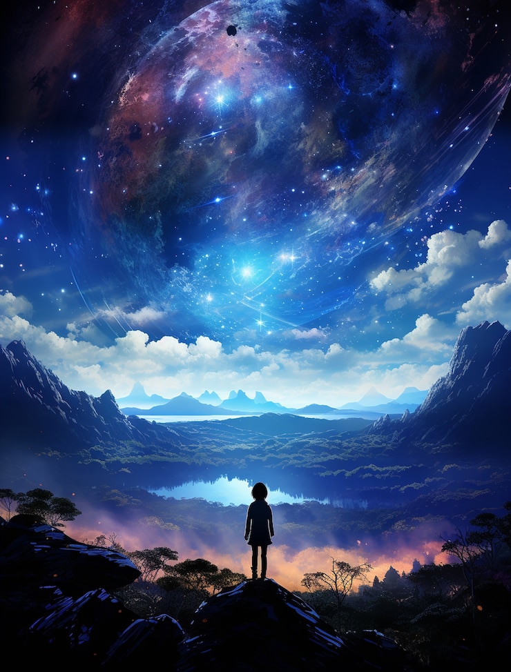 Foto gratuito la terra raffigurata in stile anime