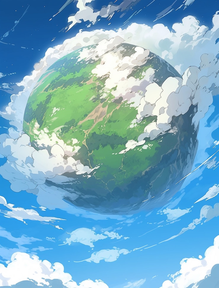 Foto gratuito la terra raffigurata in stile anime