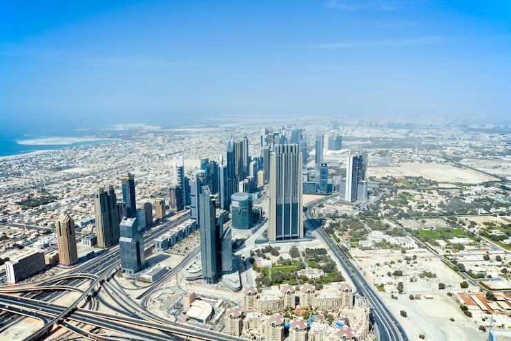 Foto gratuito la vista dall'alto su dubai