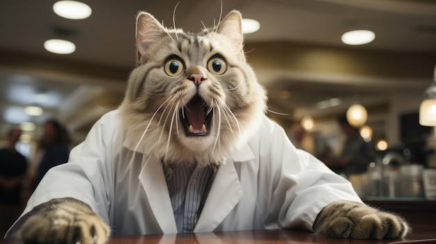 La vista del gatto dottore divertente