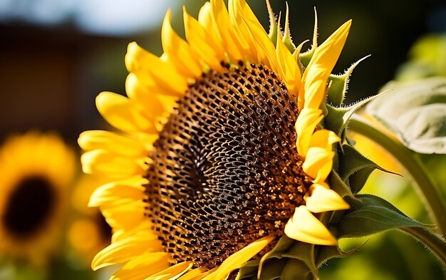 La vista del girasole in fiore