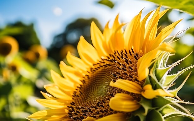 La vista del girasole in fiore