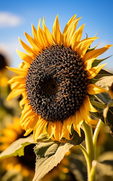 La vista del girasole in fiore