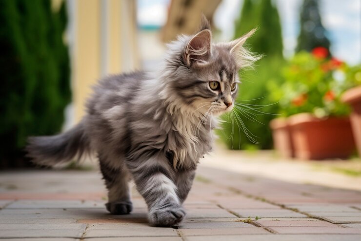 Foto gratuito la vista di un adorabile gattino all'aperto
