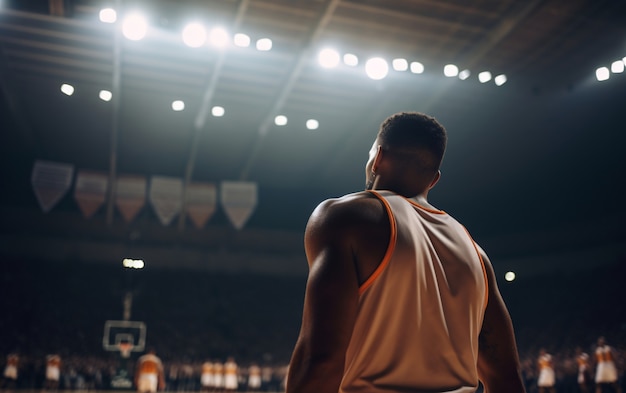 La vista di un giocatore di basket maschio