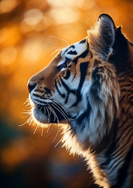 La vista di una feroce tigre selvatica in natura