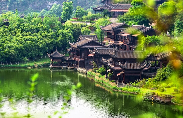 Lago antico della città in Cina