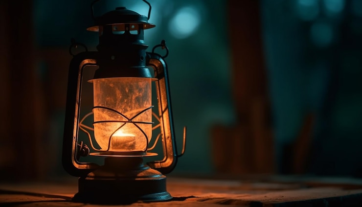 Foto gratuito lanterna antica che risplende con la luce della fiamma naturale generata dall'intelligenza artificiale